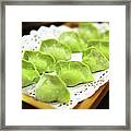 Raw Green Dumplings For Hot Pot Framed Print