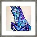 Rearing Horse Watercolor Framed Print