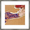 Reclining Semi-nude With Red Hat Framed Print