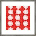 Red And White Shibori Circles Framed Print