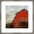 Red Barn And First Snow Framed Print