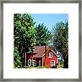 Red Barn And Trees Framed Print