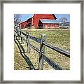Red Barn With Fence Framed Print