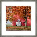 Red Barn With White Barn Door Framed Print