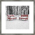 Red Benches Framed Print