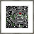 Red Chair In Middle Of Maze Framed Print