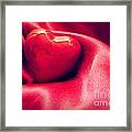 Red Heart In Satin Cloth Framed Print