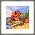 Red House By The Sea Framed Print