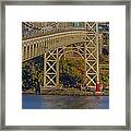 Red Lighthouse And Great Gray Bridge Framed Print