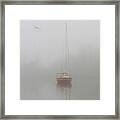 Red Sailboat In Fog Framed Print