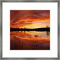Red Sunset Over Massabesic Lake Framed Print
