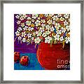 Red Vase With Flowers Framed Print
