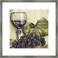 Red Wine And Grape Leaf Framed Print