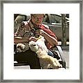 Relaxed Dog Grooming Barcelona Style Framed Print