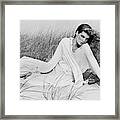 Rene Russo Wearing A Sweater On Sand Dunes Framed Print