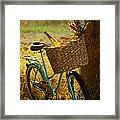 Retro Bicycle With Wine In Picnic Framed Print