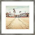 Retro Newport Beach Panorama At 11th Street And Balboa Framed Print
