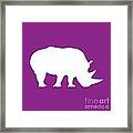 Rhino In Purple And White Framed Print