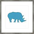 Rhino In White And Turquoise Framed Print Rhino In White And Turquoise Framed Print