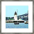 Rhode Island - Lighthouse Bridge And Boats Newport Ri Framed Print