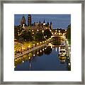 Rideau Canal And The Parliament Buildings At Night Framed Print