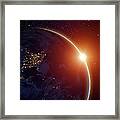 Rising Sun Behind Planet Framed Print
