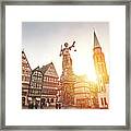 Römerberg Old Town Square In Frankfurt, Germany Framed Print