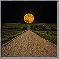 Road To Nowhere - Supermoon Framed Canvas Print