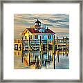 Roanoke Marsh Lighthouse Dawn Framed Print