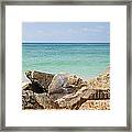 Rocks In Front Of The Indian Ocean Framed Print