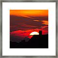 Rooftop Sunset Silhouette Framed Print
