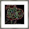 Roses With Neon Outlines Framed Print