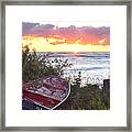 Rowboat At Sunrise Framed Print