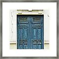 Rustic Blue Wooden Door In Colonial Framed Print