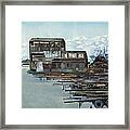 Rustic Schnitzer Steel Building With Trailers At The Port Of Oakland Framed Print