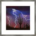 Saguaro Lightning Nature Fine Art Photograph Framed Print