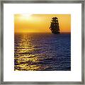 Sailing Out Of The Fog At Sunrise Framed Print