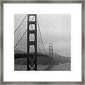 Sailing Under The Golden Gate Bridge Bw Framed Print