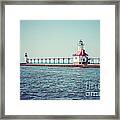 Saint Joseph Michigan Lighthouse Retro Picture Framed Print