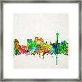 San Antonio Skyline Watercolor Framed Print