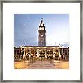 San Francisco Ferry Building Entrance Lined With Tall Lamps Framed Print