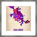 San Jose Watercolor Map Framed Print