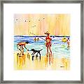 Sandy Dog At The Beach Framed Print