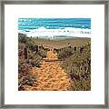 Sandy Steps #beach #ocean #water #waves Framed Print