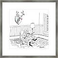 Santa Claus Sits Reading A Newspaper Framed Print