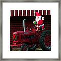 Santa On His Tractor Framed Print
