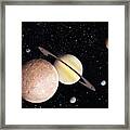 Saturn And Moons Framed Print