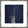Saxophone Patent Drawing From 1937 - Blue Framed Print