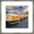 School Bus Lot Painterly Framed Print