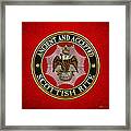 Scottish Rite Double-headed Eagle On Red Leather Framed Print